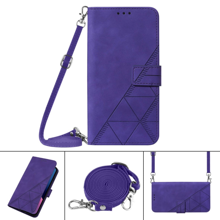 For Motorola Moto G Play 5G 2024 Crossbody 3D Embossed Flip Leather Phone Case(Purple) - Motorola Cases by buy2fix | Online Shopping UK | buy2fix