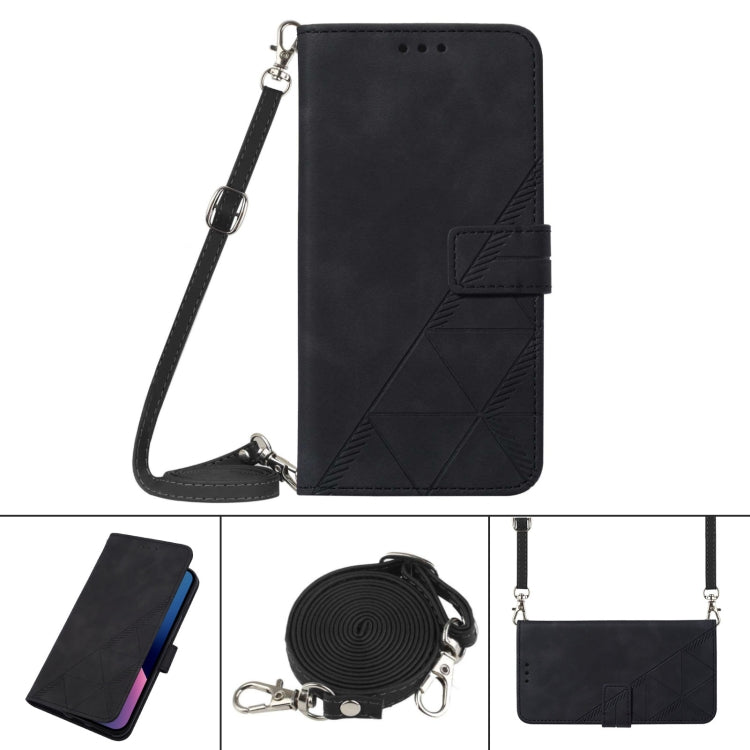 For Motorola Moto G Stylus 5G 2024 Crossbody 3D Embossed Flip Leather Phone Case(Black) - Motorola Cases by buy2fix | Online Shopping UK | buy2fix