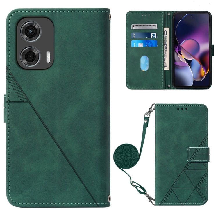 For Motorola Moto G Stylus 5G 2024 Crossbody 3D Embossed Flip Leather Phone Case(Dark Green) - Motorola Cases by buy2fix | Online Shopping UK | buy2fix