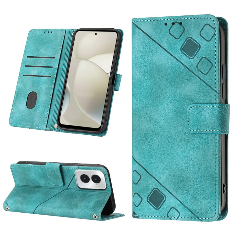 For Motorola Moto G Power 5G 2024 Skin Feel Embossed Leather Phone Case(Green) - Motorola Cases by buy2fix | Online Shopping UK | buy2fix