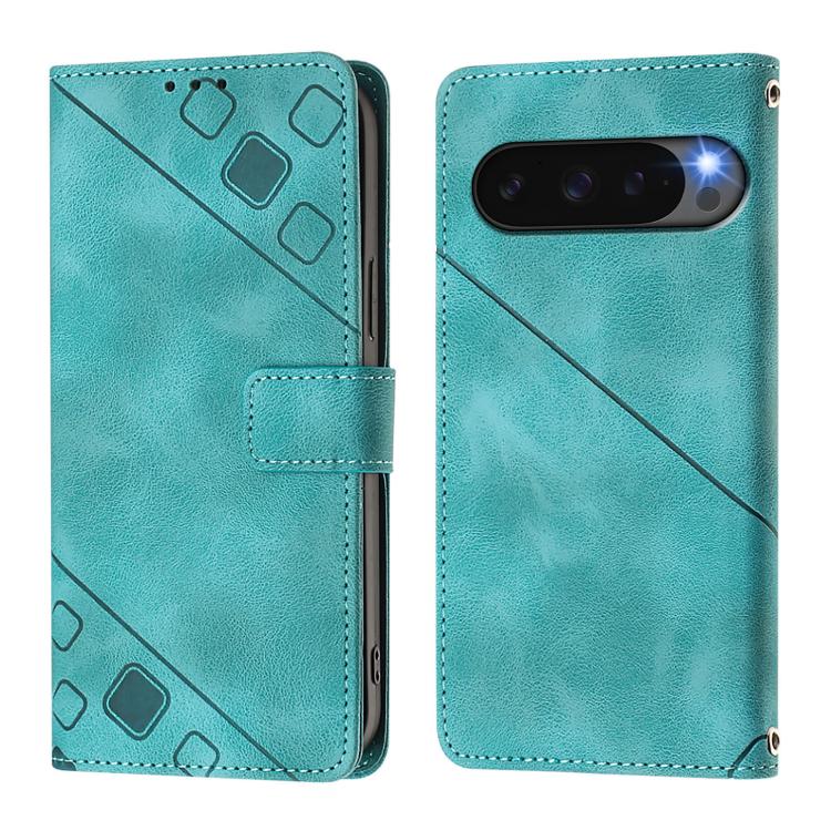 For Google Pixel 10 5G Global Skin-feel Embossed Leather Phone Case(Green) - Google Cases by buy2fix | Online Shopping UK | buy2fix