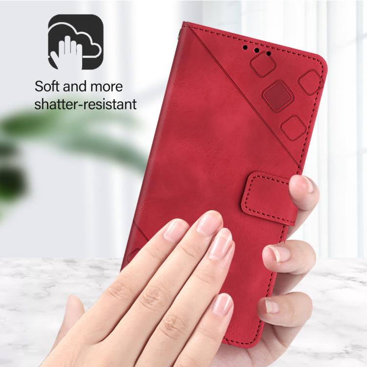 For Google Pixel 10 5G Global Skin-feel Embossed Leather Phone Case(Red) - Google Cases by buy2fix | Online Shopping UK | buy2fix