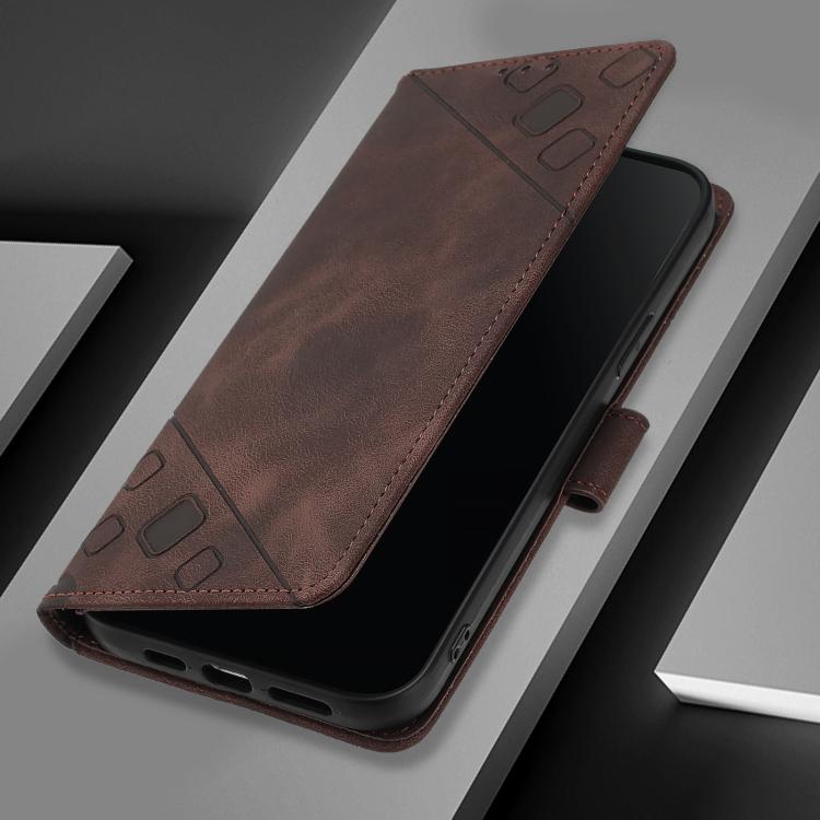 For Google Pixel 10 5G Global Skin-feel Embossed Leather Phone Case(Brown) - Google Cases by buy2fix | Online Shopping UK | buy2fix