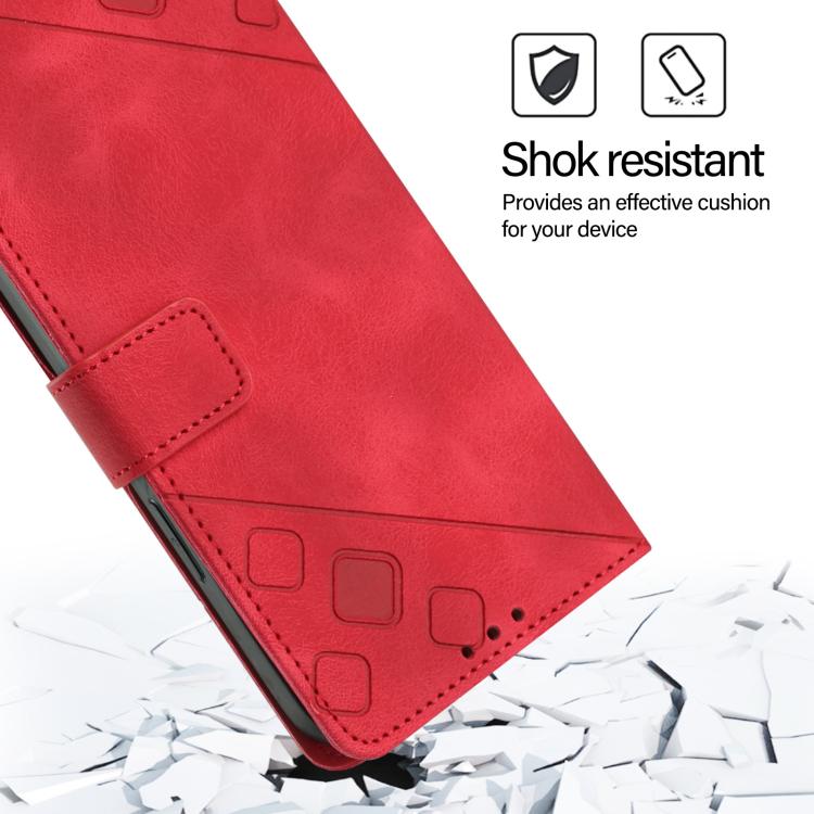 For Google Pixel 10 Pro XL 5G Global Skin-feel Embossed Leather Phone Case(Red) - Google Cases by buy2fix | Online Shopping UK | buy2fix