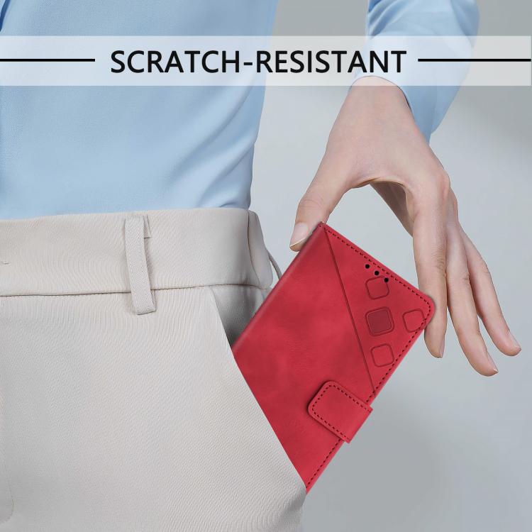 For Google Pixel 10 Pro XL 5G Global Skin-feel Embossed Leather Phone Case(Red) - Google Cases by buy2fix | Online Shopping UK | buy2fix