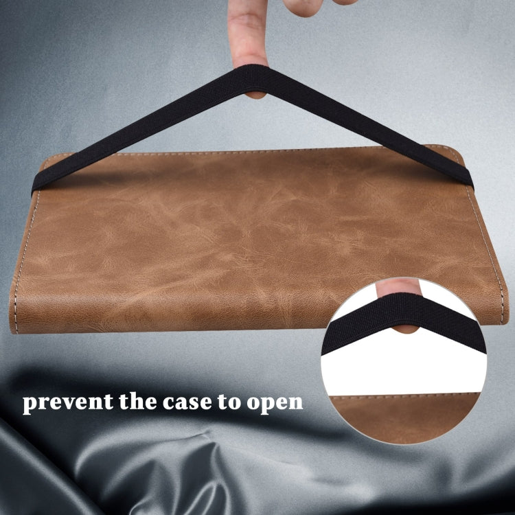 For Lenovo Xiaoxin Pad Pro 12.7 Solid Color Stripe Embossed Leather Tablet Case(Brown) - Lenovo by buy2fix | Online Shopping UK | buy2fix