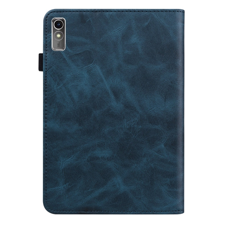 For Lenovo Xiaoxin Pad Pro 12.7 Solid Color Stripe Embossed Leather Tablet Case(Blue) - Lenovo by buy2fix | Online Shopping UK | buy2fix