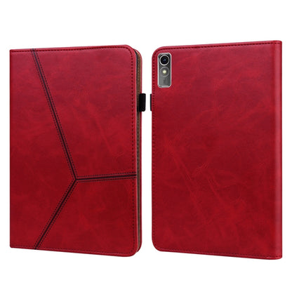 For Lenovo Xiaoxin Pad Pro 12.7 Solid Color Stripe Embossed Leather Tablet Case(Red) - Lenovo by buy2fix | Online Shopping UK | buy2fix