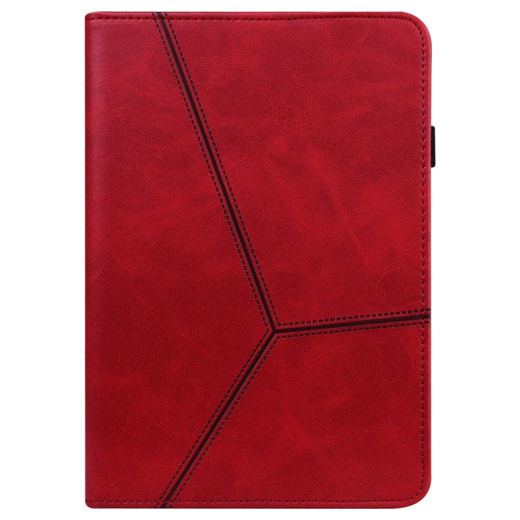 For Lenovo Xiaoxin Pad Pro 12.7 Solid Color Stripe Embossed Leather Tablet Case(Red) - Lenovo by buy2fix | Online Shopping UK | buy2fix