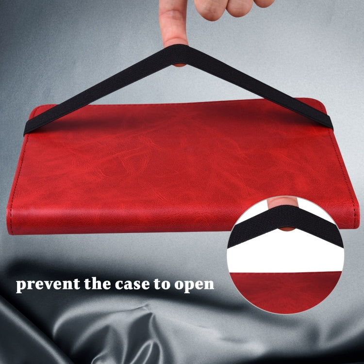 For Lenovo Xiaoxin Pad Pro 12.7 Solid Color Stripe Embossed Leather Tablet Case(Red) - Lenovo by buy2fix | Online Shopping UK | buy2fix