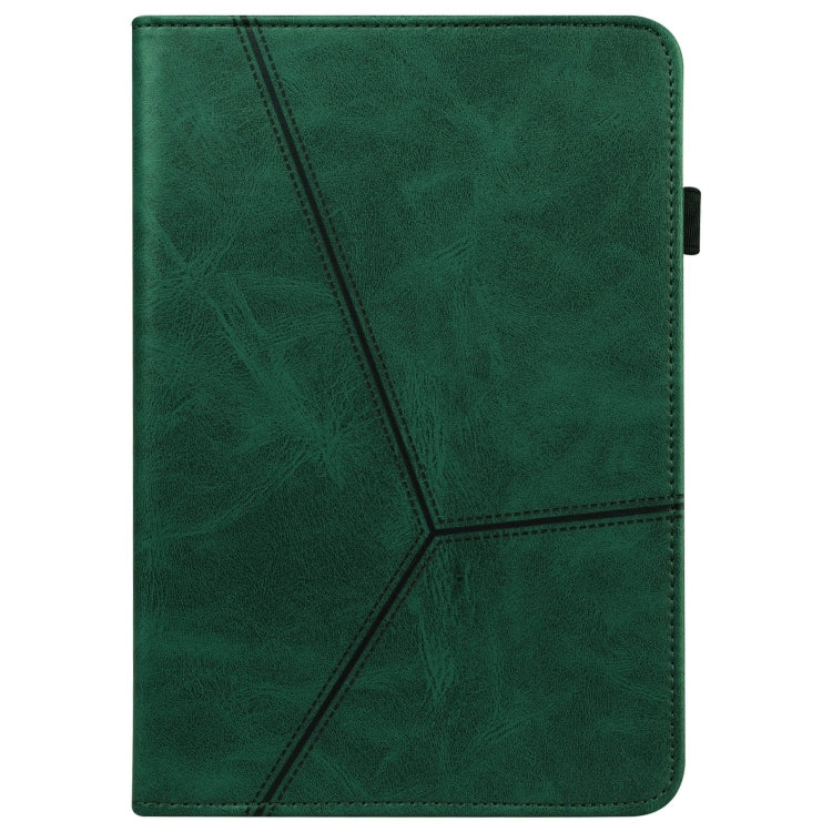 For Lenovo Xiaoxin Pad Pro 12.7 Solid Color Stripe Embossed Leather Tablet Case(Green) - Lenovo by buy2fix | Online Shopping UK | buy2fix
