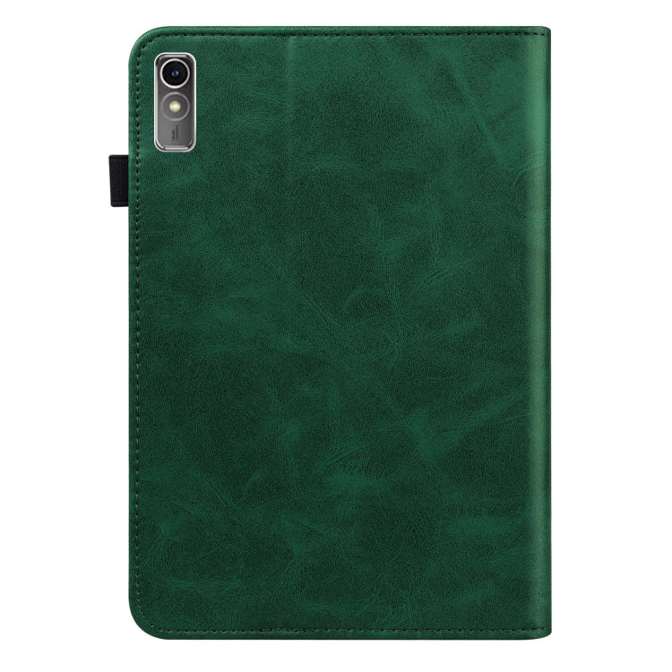 For Lenovo Xiaoxin Pad Pro 12.7 Solid Color Stripe Embossed Leather Tablet Case(Green) - Lenovo by buy2fix | Online Shopping UK | buy2fix