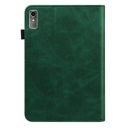 For Lenovo Xiaoxin Pad Pro 12.7 Solid Color Stripe Embossed Leather Tablet Case(Green) - Lenovo by buy2fix | Online Shopping UK | buy2fix