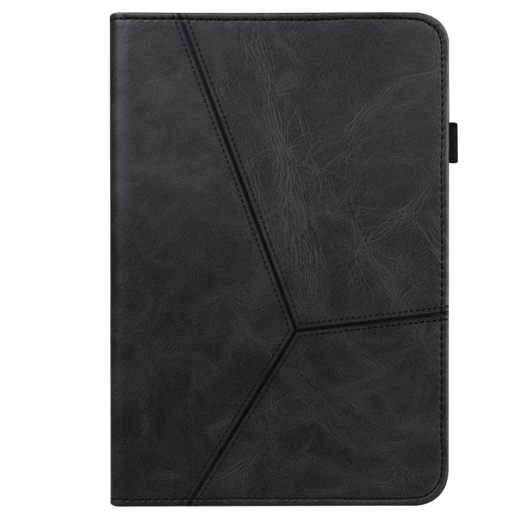 For Lenovo Xiaoxin Pad Pro 12.7 Solid Color Stripe Embossed Leather Tablet Case(Black) - Lenovo by buy2fix | Online Shopping UK | buy2fix