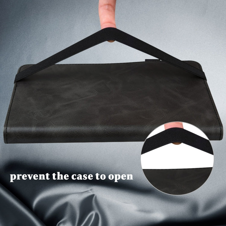 For Lenovo Xiaoxin Pad Pro 12.7 Solid Color Stripe Embossed Leather Tablet Case(Black) - Lenovo by buy2fix | Online Shopping UK | buy2fix