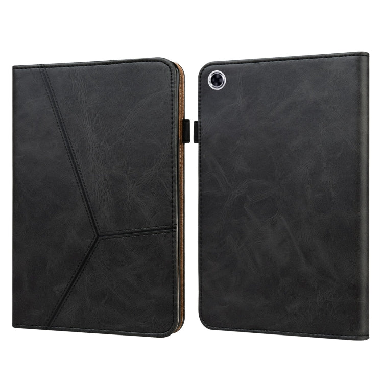 For Samsung Galaxy Tab A9+ Solid Color Stripe Embossed Leather Tablet Case(Black) by buy2fix