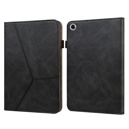 For Samsung Galaxy Tab A9+ Solid Color Stripe Embossed Leather Tablet Case(Black) by buy2fix