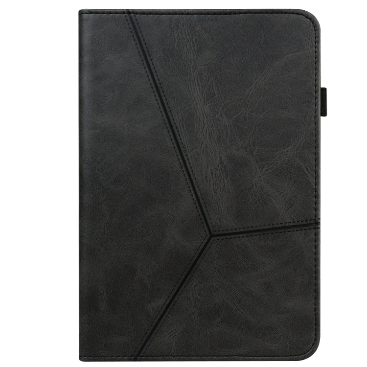 For Samsung Galaxy Tab S7 / S8 Solid Color Stripe Embossed Leather Tablet Case(Black) by buy2fix