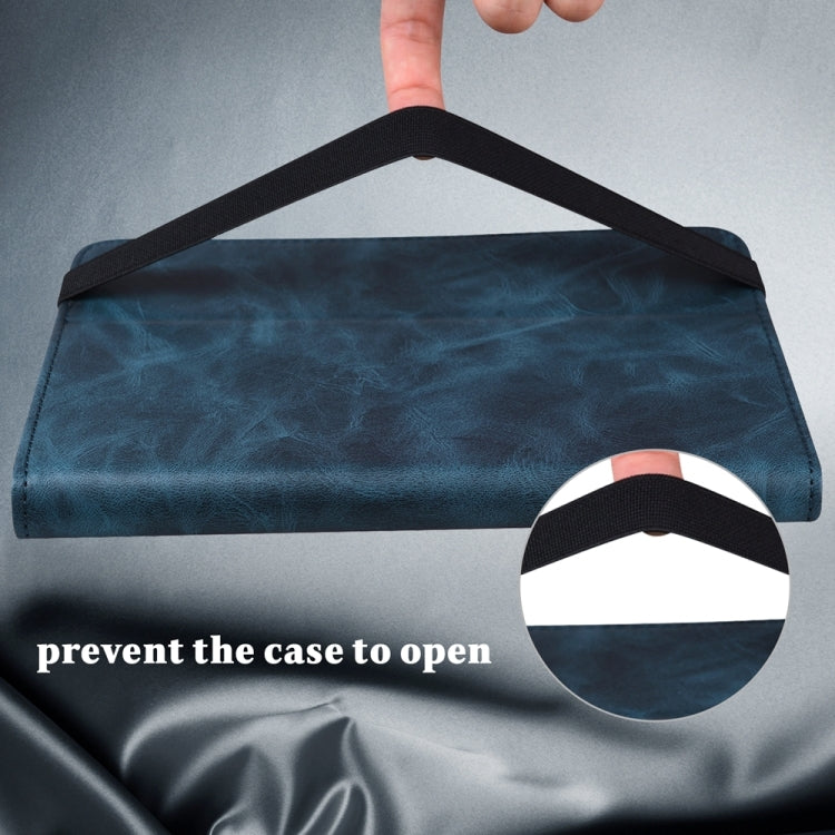 For Samsung Galaxy Tab S7 / S8 Solid Color Stripe Embossed Leather Tablet Case(Blue) by buy2fix