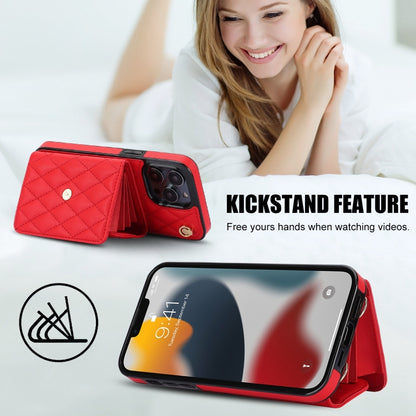 For iPhone 13 Pro Max Crossbody Rhombic Horizontal Wallet Leather Phone Case(Red) - iPhone 13 Pro Max Cases by buy2fix | Online Shopping UK | buy2fix