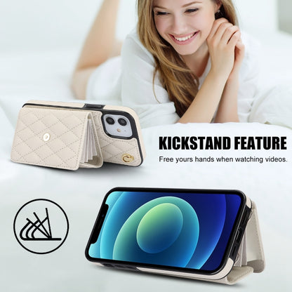 For iPhone 12 mini Crossbody Rhombic Horizontal Wallet Leather Phone Case(White) - iPhone 12 mini Cases by buy2fix | Online Shopping UK | buy2fix