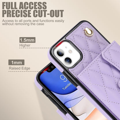 For iPhone 11 Crossbody Rhombic Horizontal Wallet Leather Phone Case(Purple) - iPhone 11 Cases by buy2fix | Online Shopping UK | buy2fix