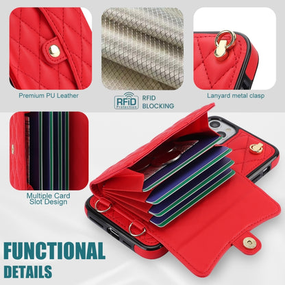 For iPhone 11 Pro Crossbody Rhombic Horizontal Wallet Leather Phone Case(Red) - iPhone 11 Pro Cases by buy2fix | Online Shopping UK | buy2fix