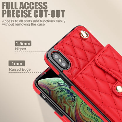 For iPhone XS / X Crossbody Rhombic Horizontal Wallet Leather Phone Case(Red) - More iPhone Cases by buy2fix | Online Shopping UK | buy2fix
