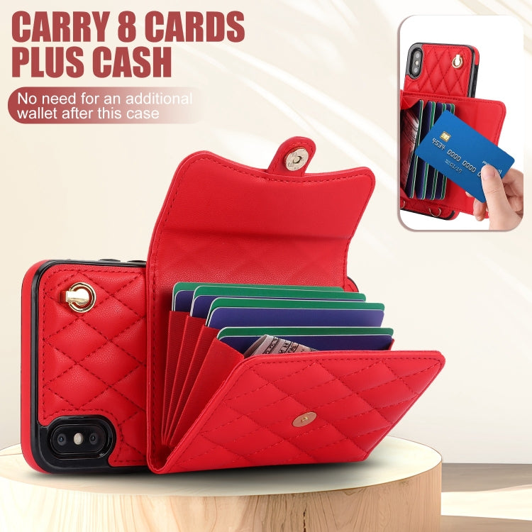 For iPhone XS / X Crossbody Rhombic Horizontal Wallet Leather Phone Case(Red) - More iPhone Cases by buy2fix | Online Shopping UK | buy2fix