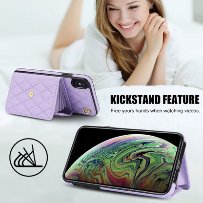 For iPhone XS / X Crossbody Rhombic Horizontal Wallet Leather Phone Case(Purple) - More iPhone Cases by buy2fix | Online Shopping UK | buy2fix