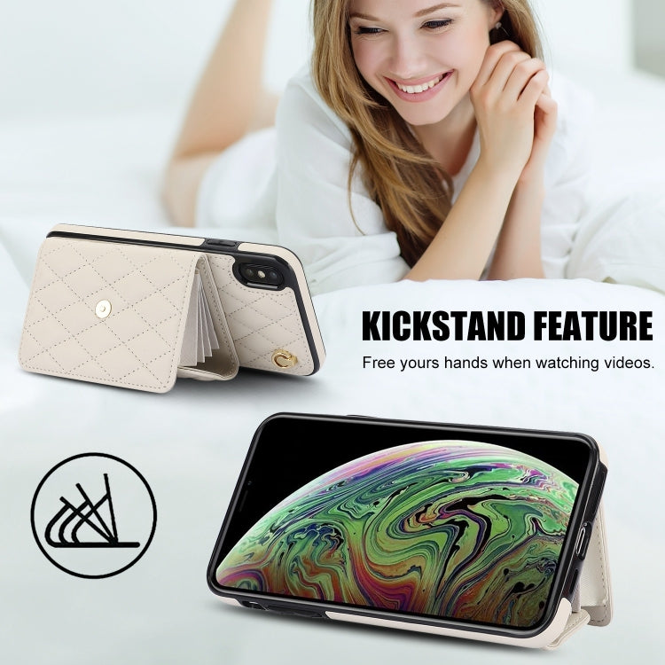 For iPhone XR Crossbody Rhombic Horizontal Wallet Leather Phone Case(White) - More iPhone Cases by buy2fix | Online Shopping UK | buy2fix