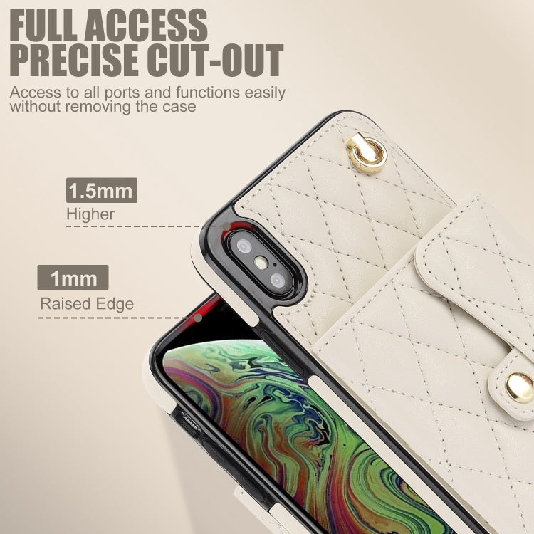 For iPhone XR Crossbody Rhombic Horizontal Wallet Leather Phone Case(White) - More iPhone Cases by buy2fix | Online Shopping UK | buy2fix