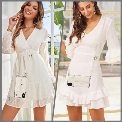 For iPhone XR Crossbody Rhombic Horizontal Wallet Leather Phone Case(White) - More iPhone Cases by buy2fix | Online Shopping UK | buy2fix