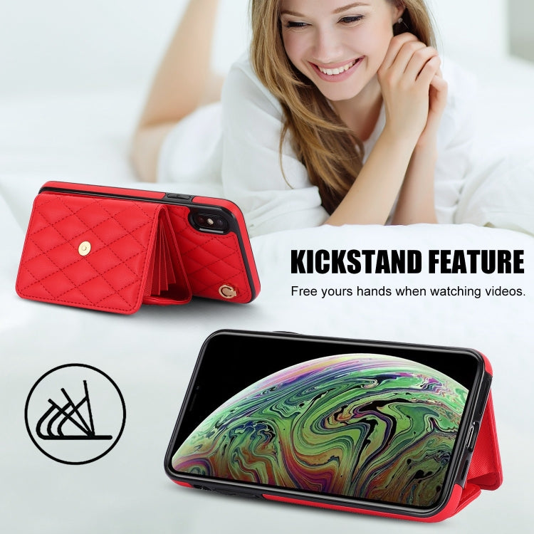 For iPhone XS Max Crossbody Rhombic Horizontal Wallet Leather Phone Case(Red) - More iPhone Cases by buy2fix | Online Shopping UK | buy2fix