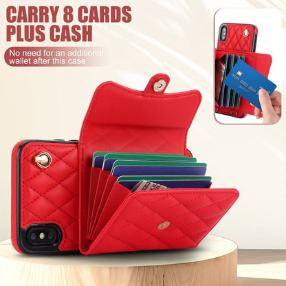 For iPhone XS Max Crossbody Rhombic Horizontal Wallet Leather Phone Case(Red) - More iPhone Cases by buy2fix | Online Shopping UK | buy2fix