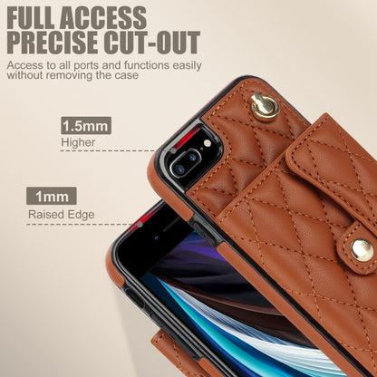 For iPhone 8 Plus / 7 Plus Crossbody Rhombic Horizontal Wallet Leather Phone Case(Brown) - More iPhone Cases by buy2fix | Online Shopping UK | buy2fix