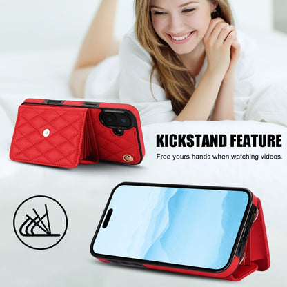 For iPhone 16 Plus Crossbody Rhombic Horizontal Wallet Leather Phone Case(Red) - iPhone 16 Plus Cases by buy2fix | Online Shopping UK | buy2fix