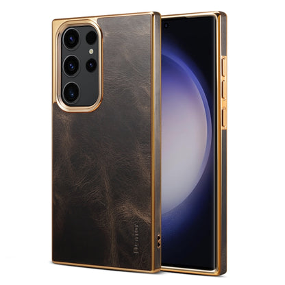 For Samsung Galaxy S23 Ultra 5G Denior Oil Wax Leather Electroplating Phone Case(Black) - Galaxy S23 Ultra 5G Cases by Denior | Online Shopping UK | buy2fix