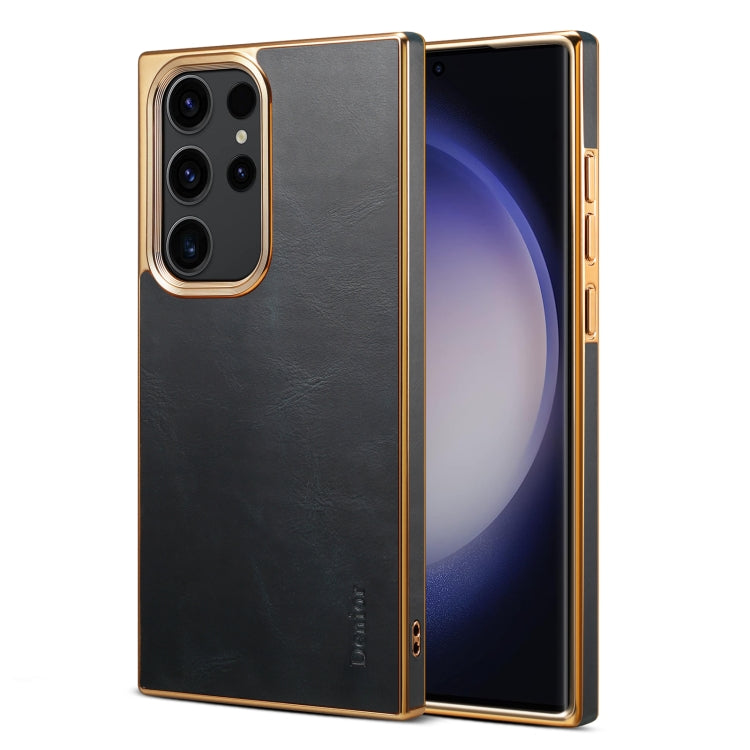 For Samsung Galaxy S23 Ultra 5G Denior Oil Wax Leather Electroplating Phone Case(Blue) - Galaxy S23 Ultra 5G Cases by Denior | Online Shopping UK | buy2fix