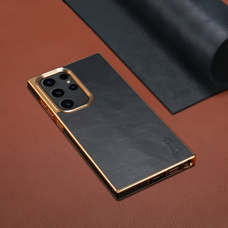 For Samsung Galaxy S23 Ultra 5G Denior Oil Wax Leather Electroplating Phone Case(Blue) - Galaxy S23 Ultra 5G Cases by Denior | Online Shopping UK | buy2fix