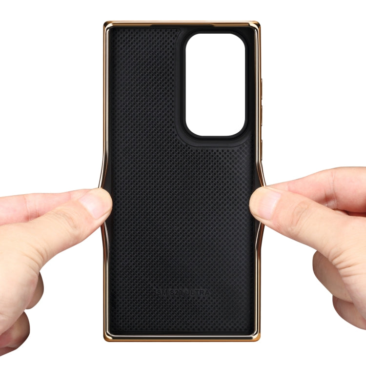 For Samsung Galaxy S23 Ultra 5G Denior Oil Wax Leather Electroplating Phone Case(Brown) - Galaxy S23 Ultra 5G Cases by Denior | Online Shopping UK | buy2fix