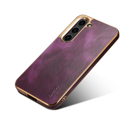 For Samsung Galaxy S23 5G Denior Oil Wax Leather Electroplating Phone Case(Purple) - Galaxy S23 5G Cases by Denior | Online Shopping UK | buy2fix