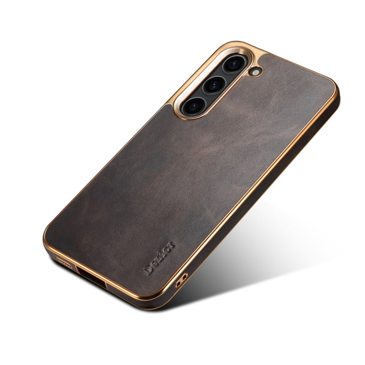 For Samsung Galaxy S23 5G Denior Oil Wax Leather Electroplating Phone Case(Black) - Galaxy S23 5G Cases by Denior | Online Shopping UK | buy2fix
