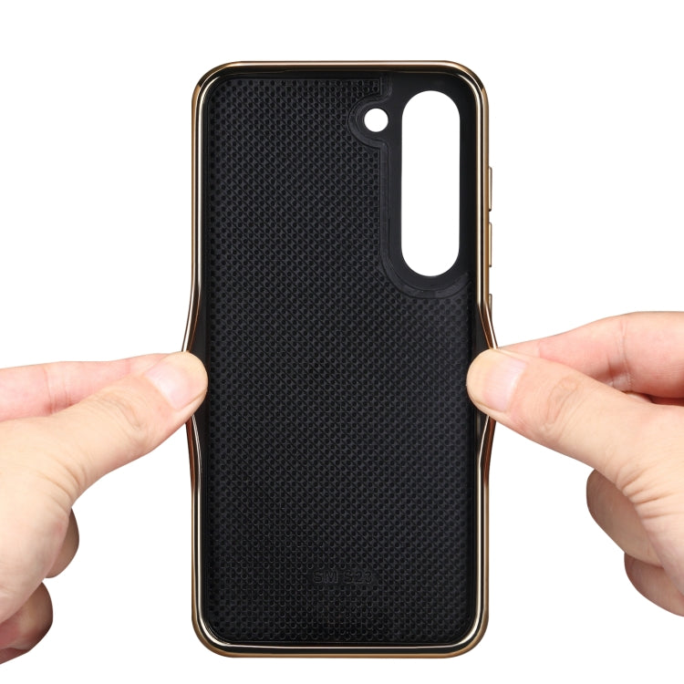 For Samsung Galaxy S23 5G Denior Oil Wax Leather Electroplating Phone Case(Black) - Galaxy S23 5G Cases by Denior | Online Shopping UK | buy2fix