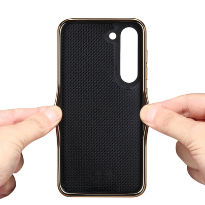 For Samsung Galaxy S23 5G Denior Oil Wax Leather Electroplating Phone Case(Black) - Galaxy S23 5G Cases by Denior | Online Shopping UK | buy2fix