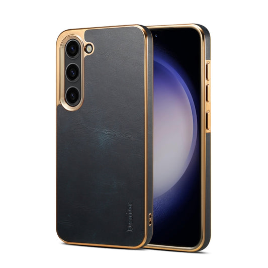 For Samsung Galaxy S23 5G Denior Oil Wax Leather Electroplating Phone Case(Blue) - Galaxy S23 5G Cases by Denior | Online Shopping UK | buy2fix