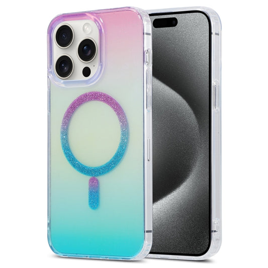 For iPhone 15 Pro Magic Diamond Blu-ray MagSafe Phone Case(Purple Blue Gradient) - iPhone 15 Pro Cases by buy2fix | Online Shopping UK | buy2fix