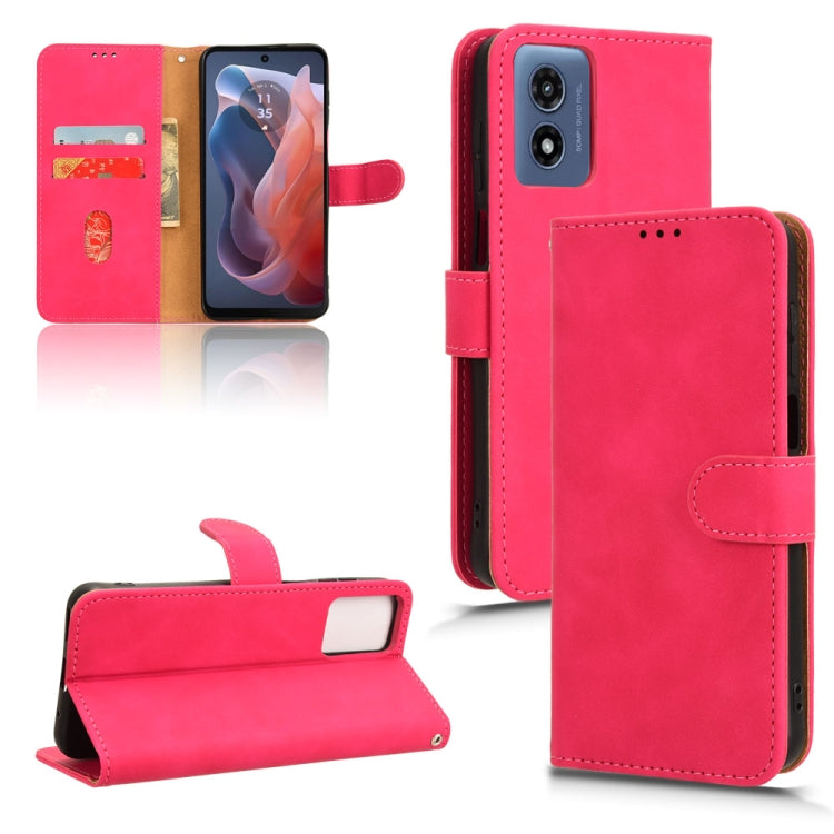 For Motorola Moto G Paly 4G 2024 Skin Feel Magnetic Flip Leather Phone Case(Rose Red) - Motorola Cases by buy2fix | Online Shopping UK | buy2fix