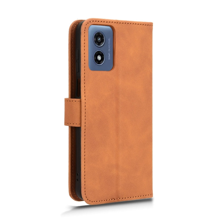 For Motorola Moto G Paly 4G 2024 Skin Feel Magnetic Flip Leather Phone Case(Brown) - Motorola Cases by buy2fix | Online Shopping UK | buy2fix