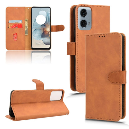 For Motorola Moto G Stylus 5G 2024 Skin Feel Magnetic Flip Leather Phone Case(Brown) - Motorola Cases by buy2fix | Online Shopping UK | buy2fix